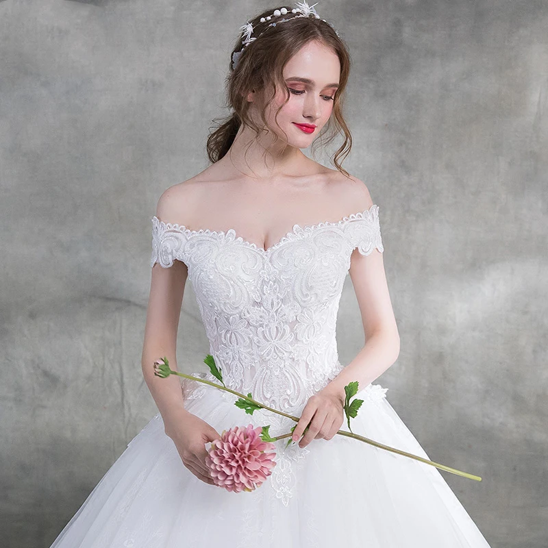 Женское кружевное свадебное платье It's Bride элегантное бальное до пола с вырезом