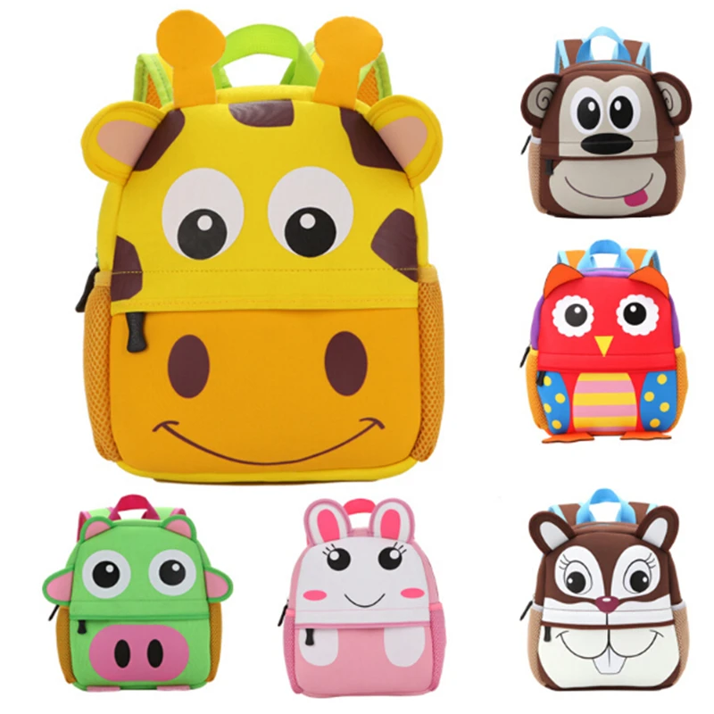 Модные детские рюкзаки с объемным рисунком жирафа обезьяны совы школьные сумки