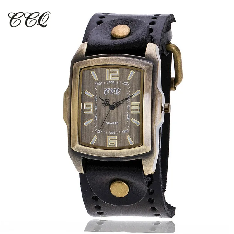 CCQ Старинные Моды Кожа Коровы Наручные Часы Унисекс Античная Повседневная