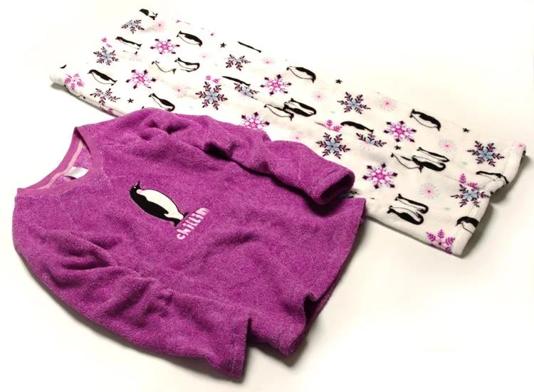 Женские \ mujer \ feminino inverno хлопковые коралловые флисовые пижамы для женщин \ женщин больших размеров фиолетовые пижамные комплекты с рисунком пингвина Чили