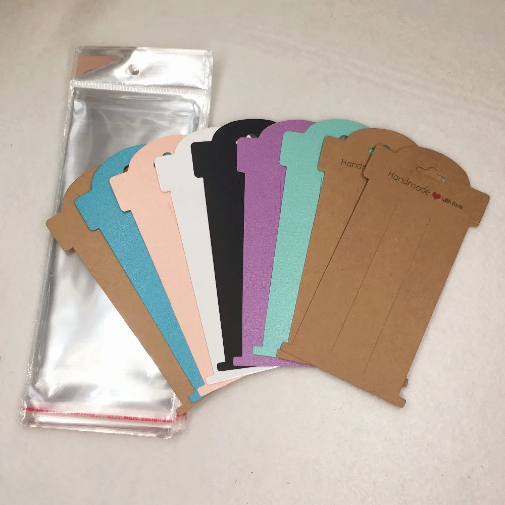 500pcs Kraft Paper woven hair clip hair claws packaging cards multi color Hairpin/Accessory displays jewelry card 16x8cm