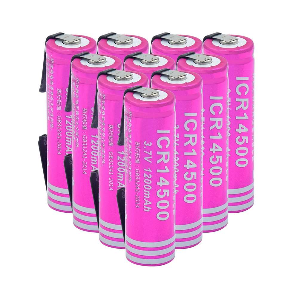14500 литий ионная литиевая батарея 3 7 V 1200mAh аккумуляторная + DIY никелевые листы для