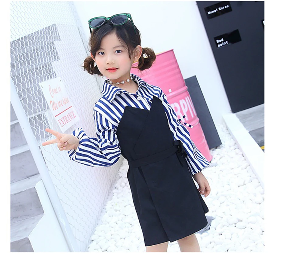 Abesay Autumn Long Sleeve Dresses For Girls Striped Girls Dresses Fashion Dresses Kids Teenage Winter Kids Clothing 6 8 12 Years