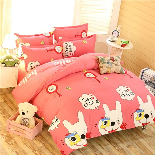 style10 Домашний текстиль, логотип бренда Комплект постельного белья Hello Kitty, детская одежда с рисунком из мультфильма, розовые пододеяльник простынь и наволочки - Цвет: style10