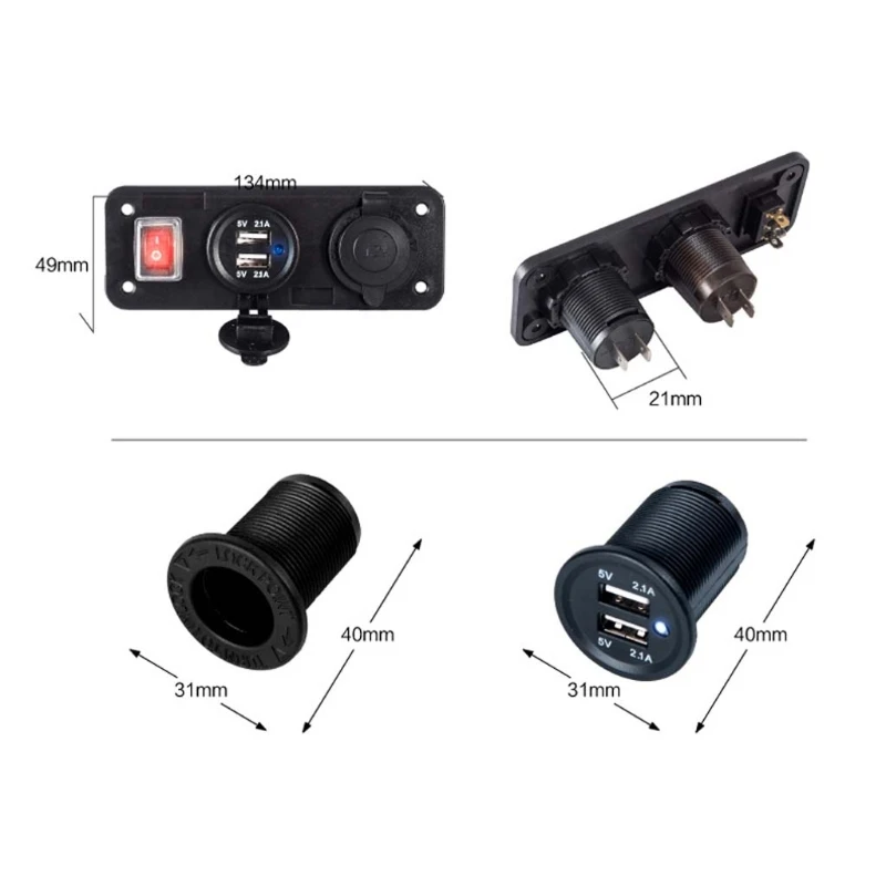 Автомобильное зарядное устройство OOTDTY 12V с двумя usb портами для телефона|Кабели