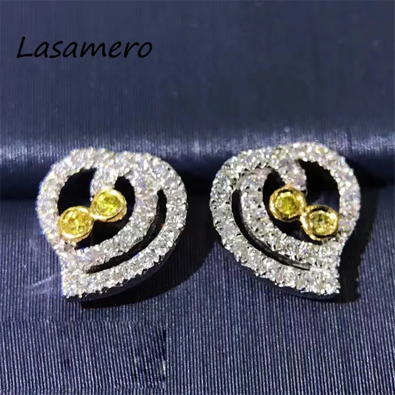 Серьги гвоздики с натуральным бриллиантом LASAMERO 0.18CTW 18 К белое золото бриллианты