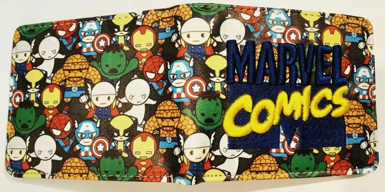 Крутой кошелек с комиксами Marvel, с аппликацией, вышитый патч, тонкий кожаный кошелек с рисунком из мультфильма для женщин и мужчин, Мстители, летучая мышь, человек, Супермен, кошелек - Цвет: 3