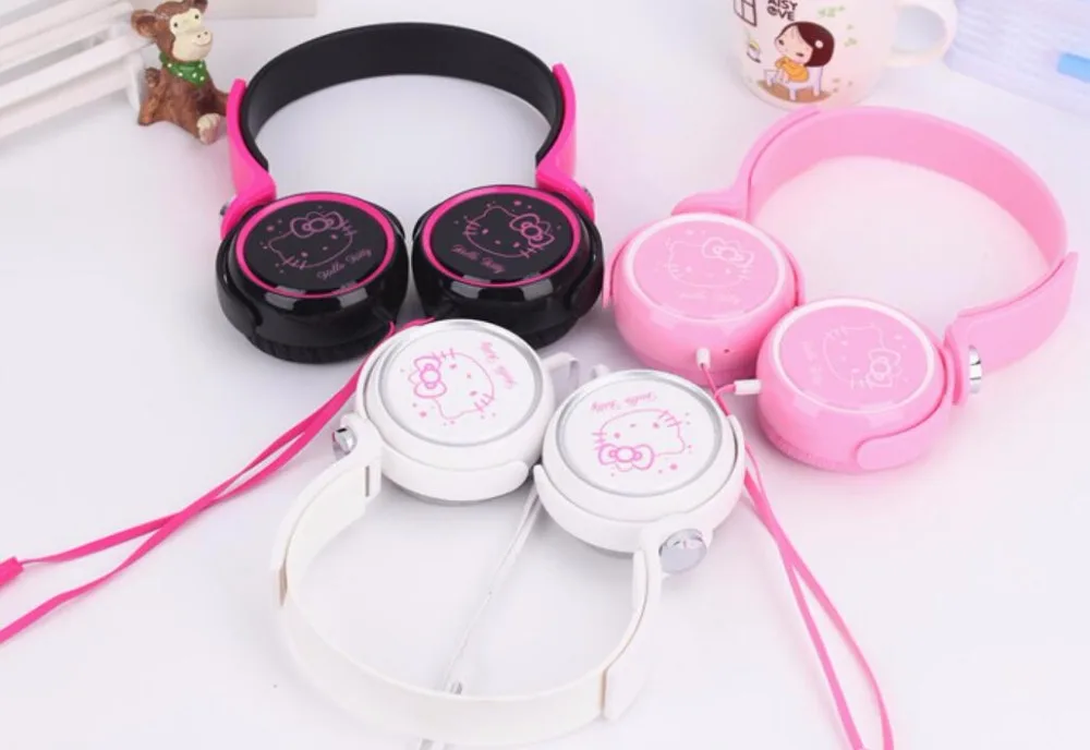 Новые Мультяшные милые наушники hello kitty, гарнитура для мобильного телефона, MP3/MP4, для iphone, samsung, xiaomi, гарнитура