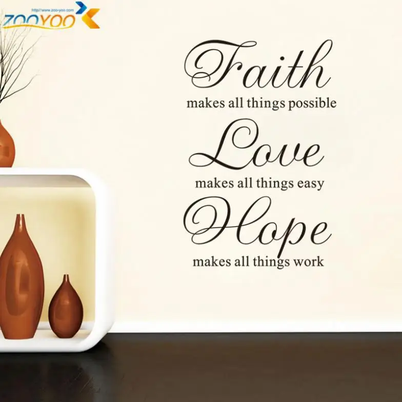 faith love hope wall stickers home decorations zooyoo8280 diy removable vinly decals study room living | Дом и сад