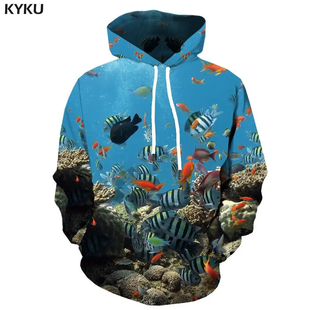 3d hoodies 18 KYKU 3d Толстовка с аппликацией рыбы для мужчин забавные кофты тропический рыбачий тунец печати Толстовка Карп толстовки Аниме Длинные Хип-Хоп Мужская одежда - Цвет: 3d hoodies 18