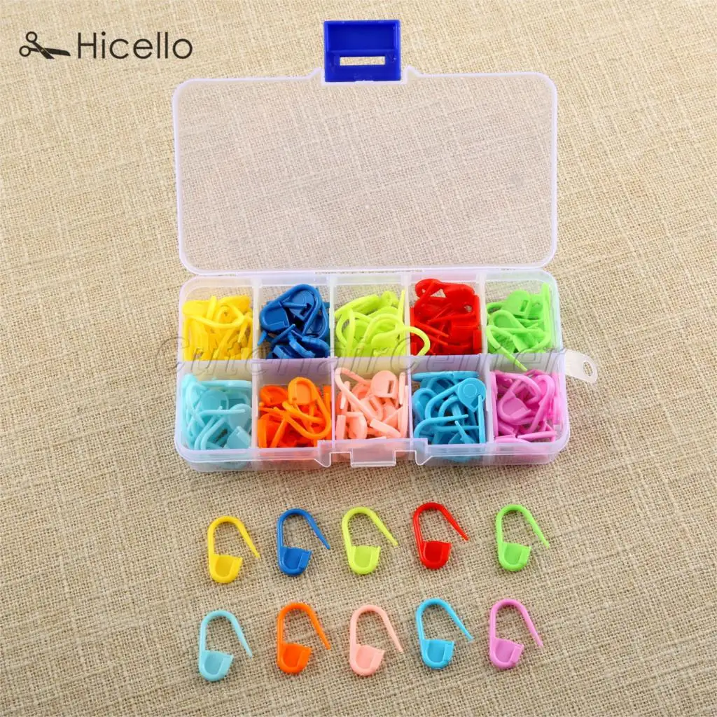 120pcs/104pcs Knitting Crochet Mixed color Plastic Locking Stitch Markers Holder Mini Case Accessories Hicello | Дом и сад