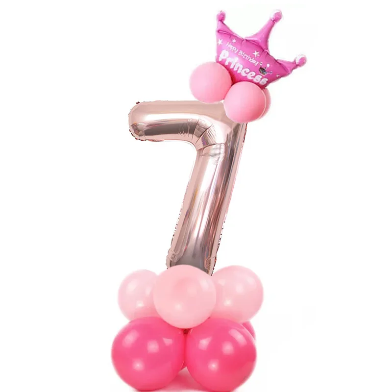 pink7 15 шт./лот, фольгированные шары с цифрами, воздушные шары для дня рождения, Детские воздушные шары для дня рождения, праздничные вечерние украшения - Цвет: pink7