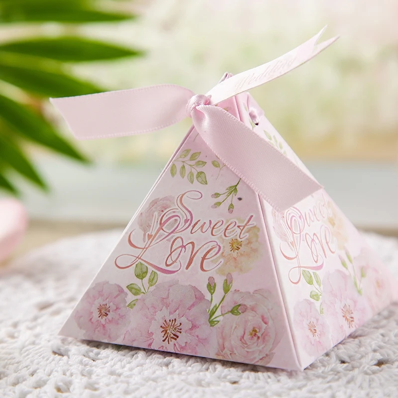 100 шт рекламные треугольные сладкие розовые вишневые Цветы Свадебные сувениры