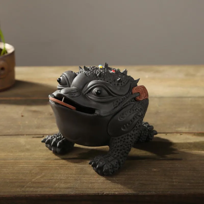 

BENEWOTER Handmade Yixing Purple Clay Zisha Brave Gold Toad Tea Pet Lucky Ornament Home Office Decoration Craft Bonsai Decor