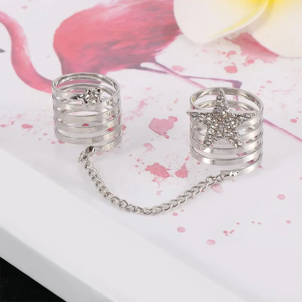 2 шт./компл. в стиле панк женское Сверкающее Кристальное кольцо со звездами и