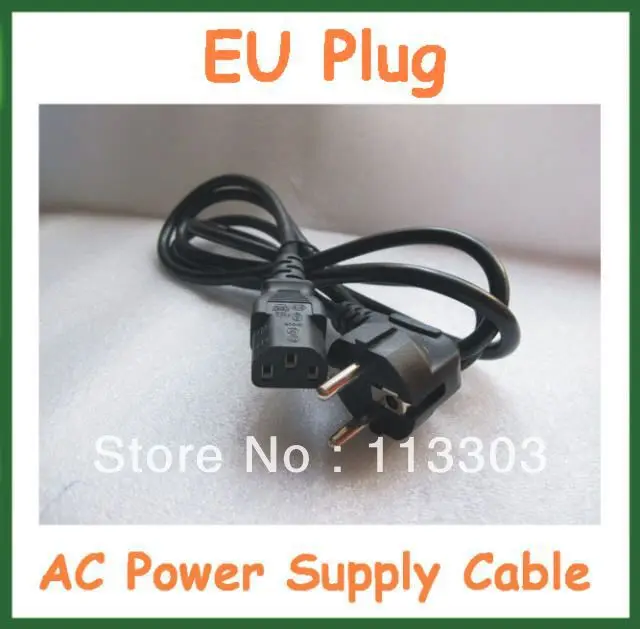 20pcs DHL High Quality 3 Pin EU Charger Power Cord Adapter AC Power Supply Cable 3-Prong Cord 1.8M