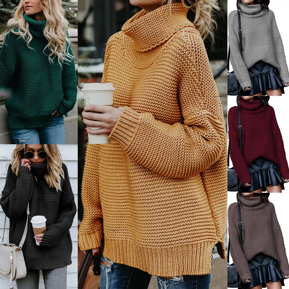 

S-XL Женский Повседневный зимний свитер для отдыха, Женская Повседневная зимняя одежда для отдыха, свитер с длинным рукавом и высоким воротни...