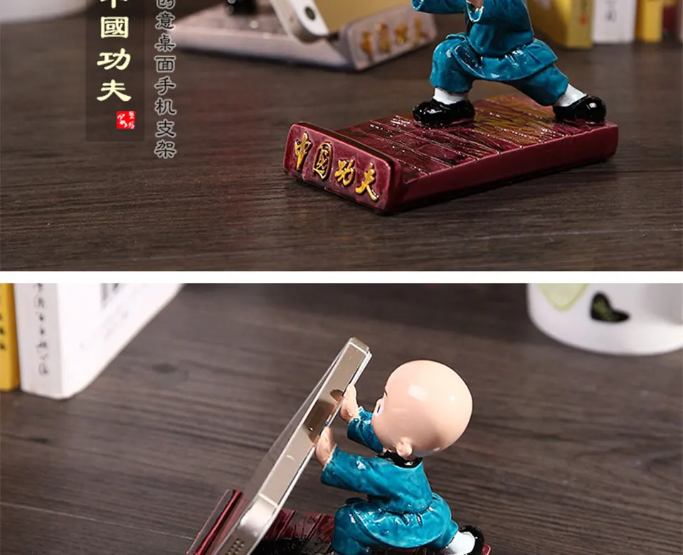 Милая китайская подставка для телефона Kongfu Monk, подставка для мобильного телефона, подставка для мобильного телефона, подставка для декора стола для iPhone, XiaoMi, huawei, samsung