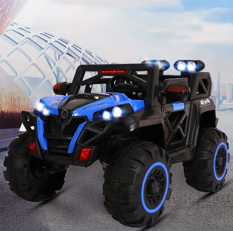 Plastic wheel Blue Супер большой детский четырехколесный электрический автомобиль с дистанционным управлением, игрушка с амортизацией, внедорожник, автомобиль может сидеть на детской игрушке, автомобиль с мягкими колесами - Цвет: Plastic wheel Blue