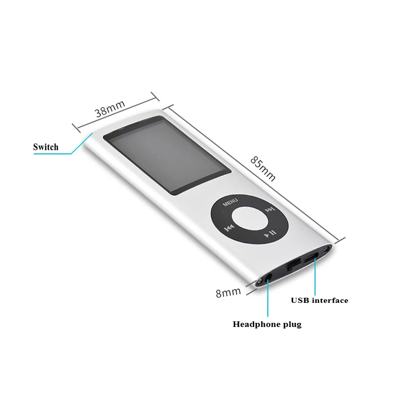 HD 1 8 дюймовый экран металлический MP3 мини Walkman музыкальный плеер Запись Спорт