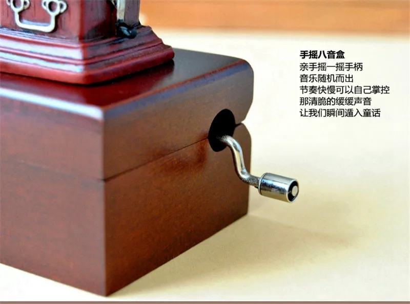Retro Mini Gramophone Music Box Hand Shake Clockwork Creative Gift | Дом и сад
