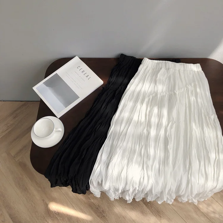 Летняя шифоновая юбка женская элегантная однотонная черная Jupe асимметричная