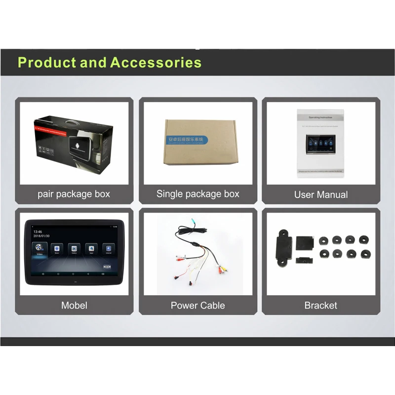 Автомобильный монитор на подголовник 11 дюймов Android 6 0 IPS сенсорный экран 1080P видео