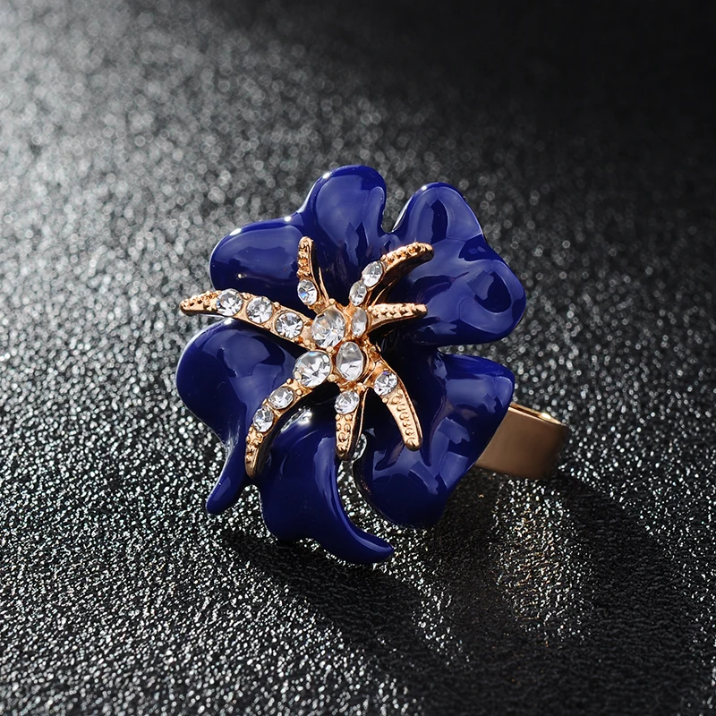 Модное Элегантное женское регулируемое большое розовое красное эмалированное