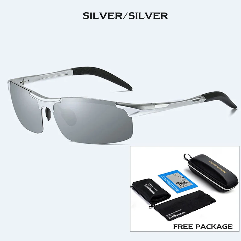 Silver-silver Мужские поляризованные солнцезащитные очки, военные очки, алюминиево-магниевые солнцезащитные очки для вождения, HD очки для мужчин/женщин, мужские очки - Цвет линз: Silver-silver