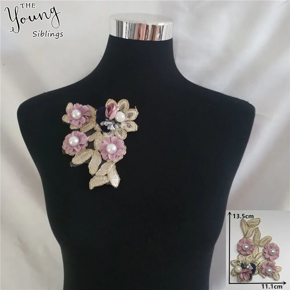 Новое поступление элегантная 3D Цветочная вышивка ABS жемчужное декольте