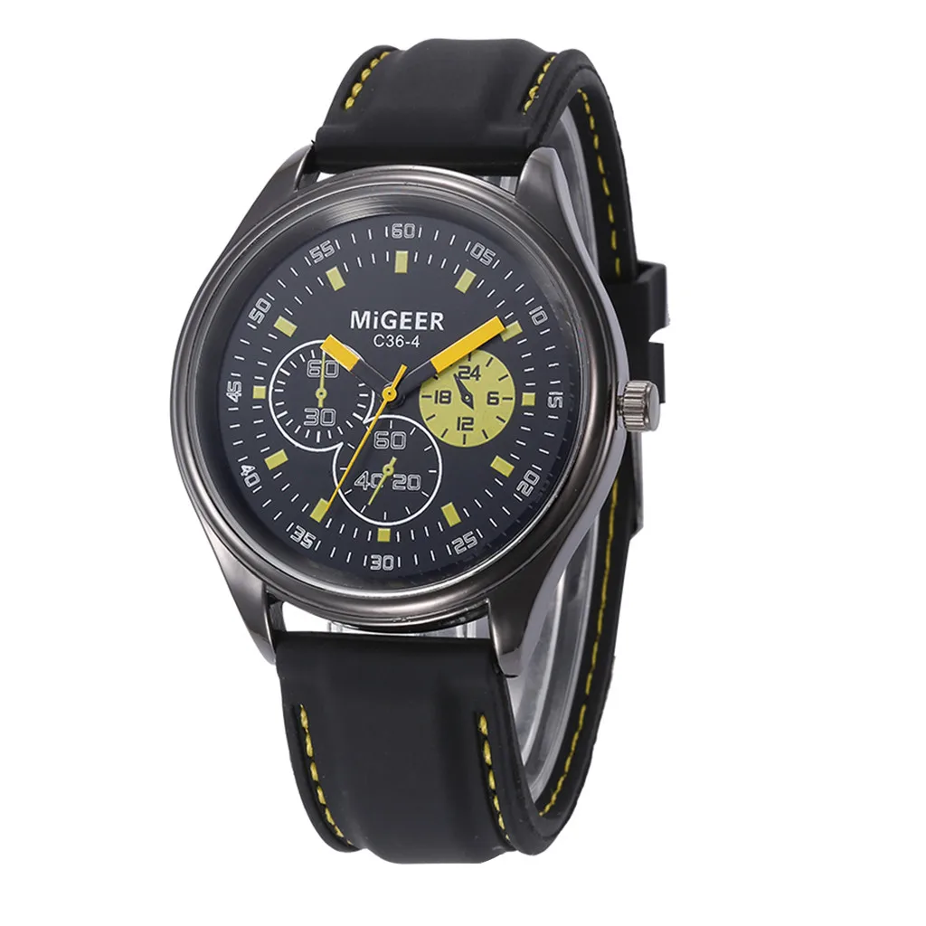 Классические деловые мужские часы брендовые роскошные черные силиконовые пояса