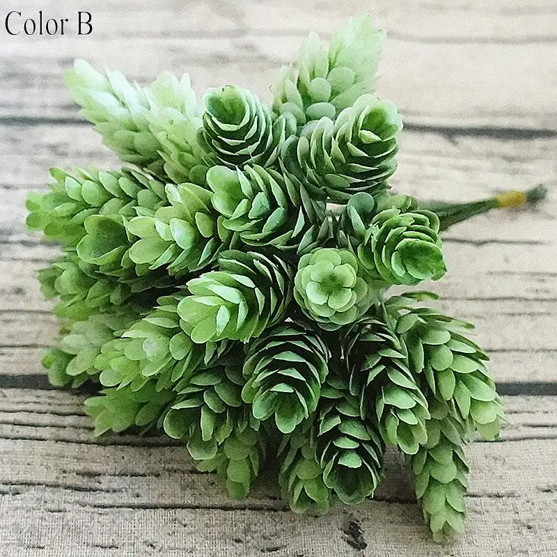 Color B 30 голов искусственные маленькие ананас пластиковые листья деревьев Флорес Искусственные цветы DIY свадебный домашний декор с рисунком растений зеленый лист - Цвет: Color B