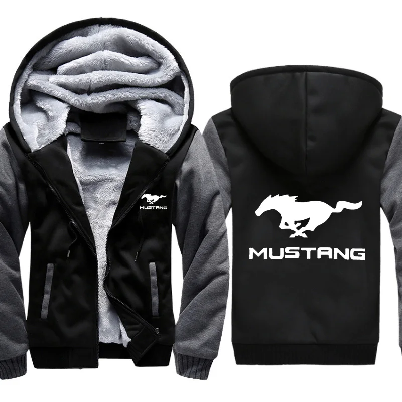 Толстовки для мужчин Mustang автомобиль логотип печати куртка для мужчин s толстовки Зимний толстый теплый флис хлопок молния одежда реглан мужской спортивный костюм
