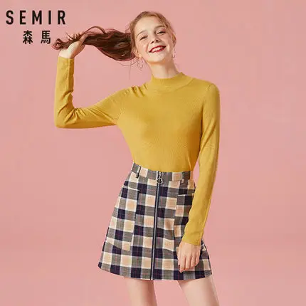 SEMIR, женский свитер,, зимние топы, водолазка, свитер для женщин, тонкий пуловер, джемпер, вязаный свитер, женская одежда - Цвет: Middle Yellow