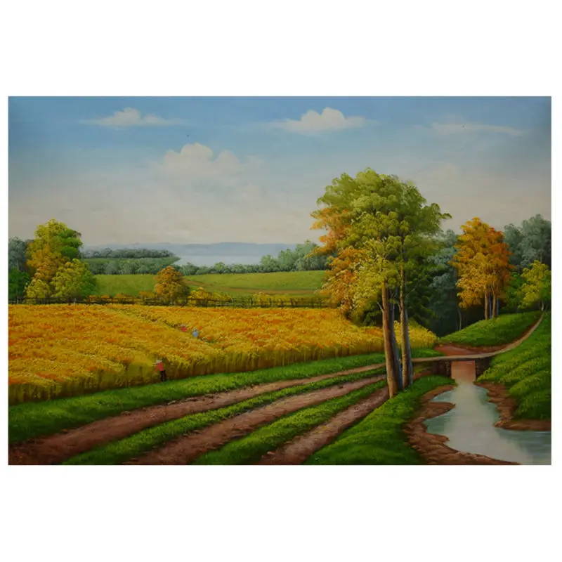 

Canvas Paintings Landscape Golden Paddy Wall Art Picture for Living room Hand painted Modern Oil Paintings