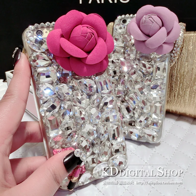 3D цветок Bling Роскошный горный хрусталь Gem С кристалалми и стразами Прозрачная