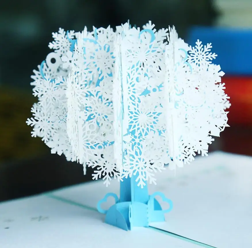 10 шт. Киригами ручной работы оригами Снежинка дерево 3D всплывающие