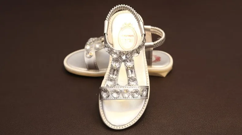 Детские сандалии из ПУ кожи на плоской подошве со стразами|shoes shadow|sandals indiasandals bride |
