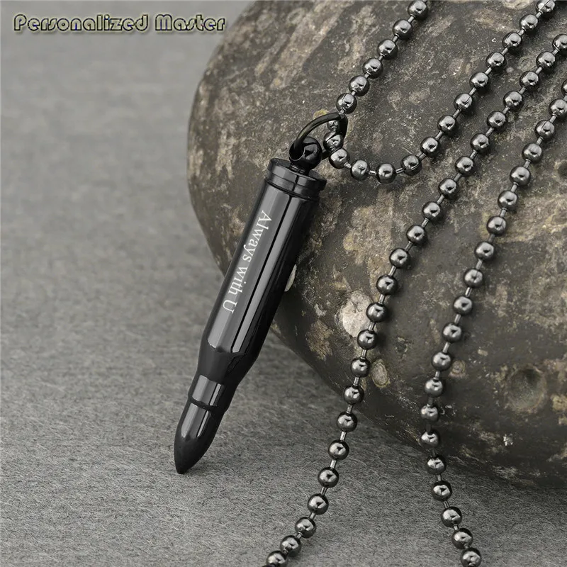 

Personalized Master Customized Name Text Stainless Steel Cross Bullet Memorial Keepsake Pendant Cremation Urn Ashes Necklace