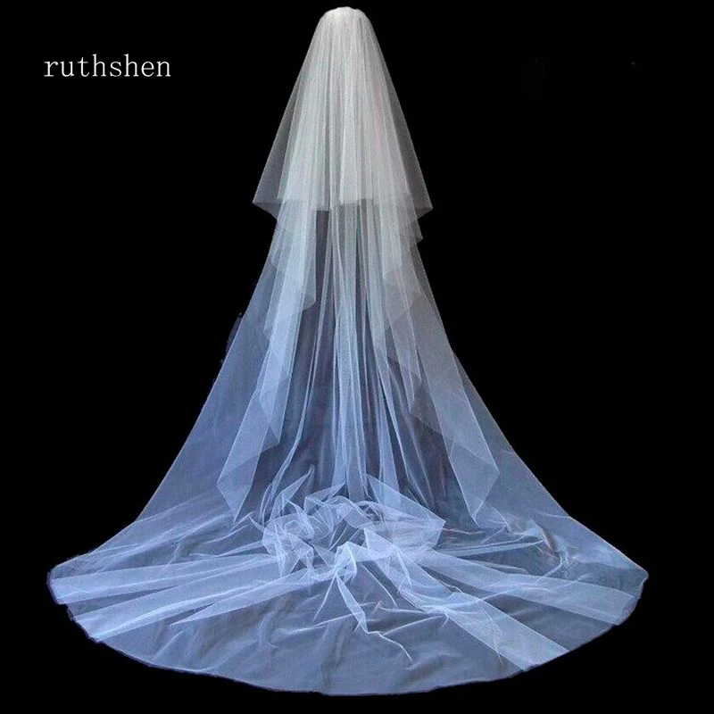 Ruthshen Две слои свадебная фата белая 80x270 см Длинная для невесты|Свадебные вуали| |