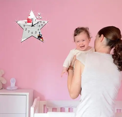 3d зеркало Чайка Настенные часы номер серебро акриловые настенные наклейки саат