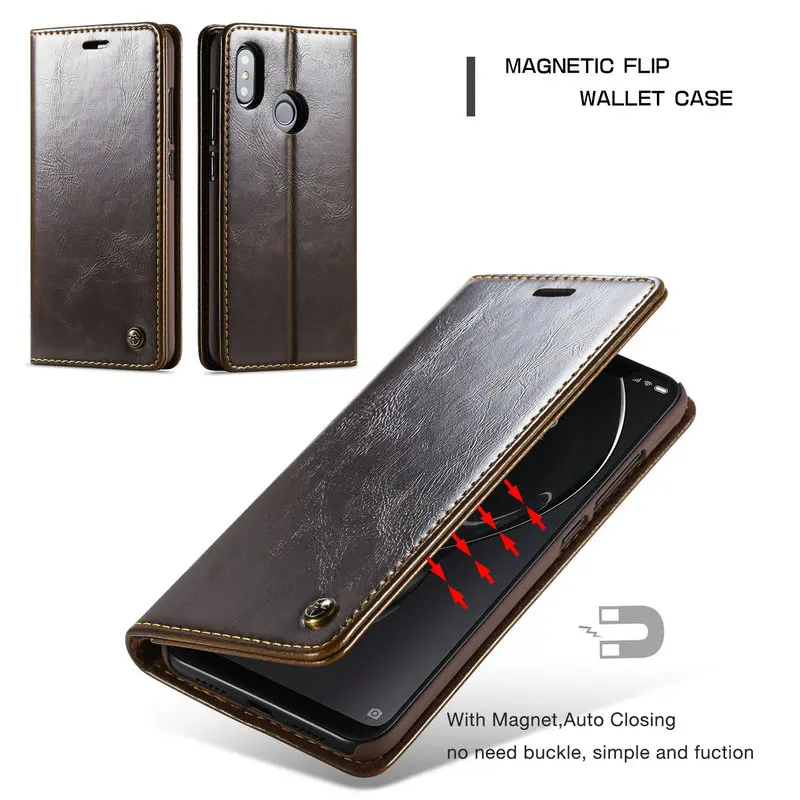 Magnetic Wallet Phone Case For Xiaomi Mi8 Flip Leather Cover XIAOMI Redmi 6 6A Note Pro Card Slots Stand Fundas Capa | Мобильные