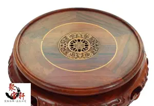 Annatto red wingceltis woodcarving handicraft circular base of real wood of Buddha stone vases, furnishing articles