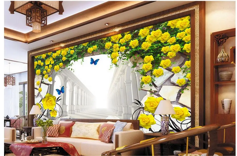 Индивидуальные обои для стен украшение дома цветок виноград желтая роза фон