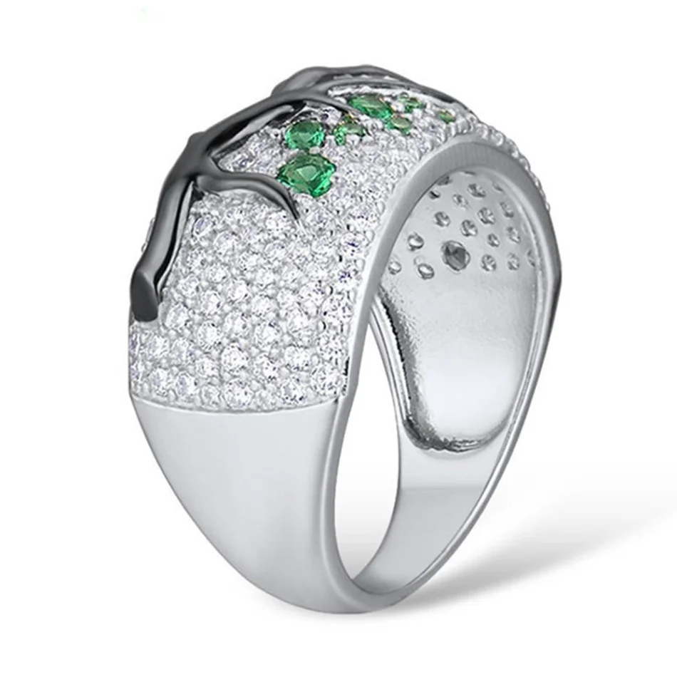 Роскошные серебряные кольца в виде цветка сливы ветки растения с узором розовое