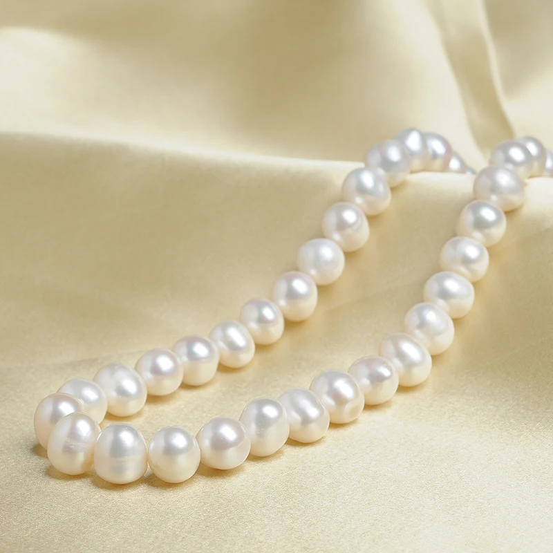 

Новое поступление, овальные бусины натурального белого цвета, жемчужное ожерелье 11 мм, цепочка, подарок для мамы