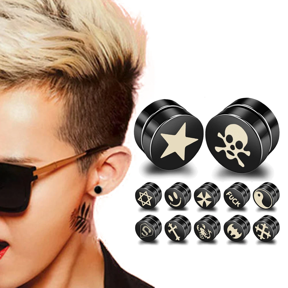 2018 Панк мужские магнитные серьги гвоздики с сильным магнитом в стиле рок