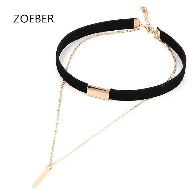 ZOEBER женское колье из черного бархата золотистого цвета|black velvet choker necklace|velvet