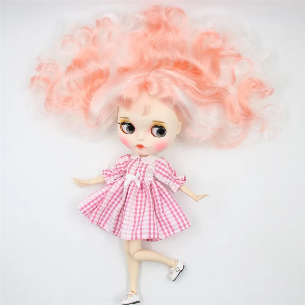 Ледяная кукла DBS Blyth 1/6 bjd белая кожа для суставов тела розовые белые волосы