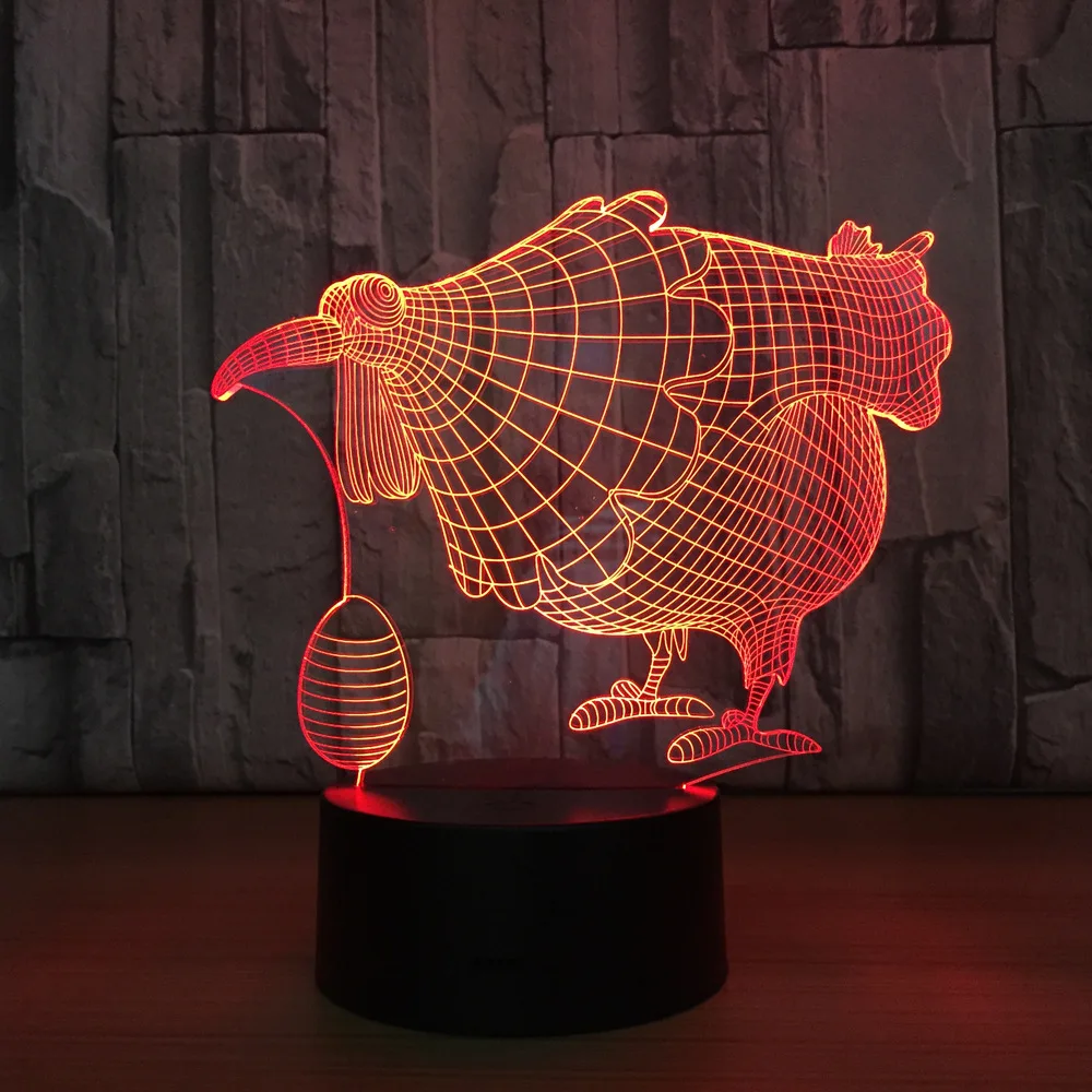 Chickren с яйцом 3D светодиодный светильник 7 цветов Форма лампа как декоративные